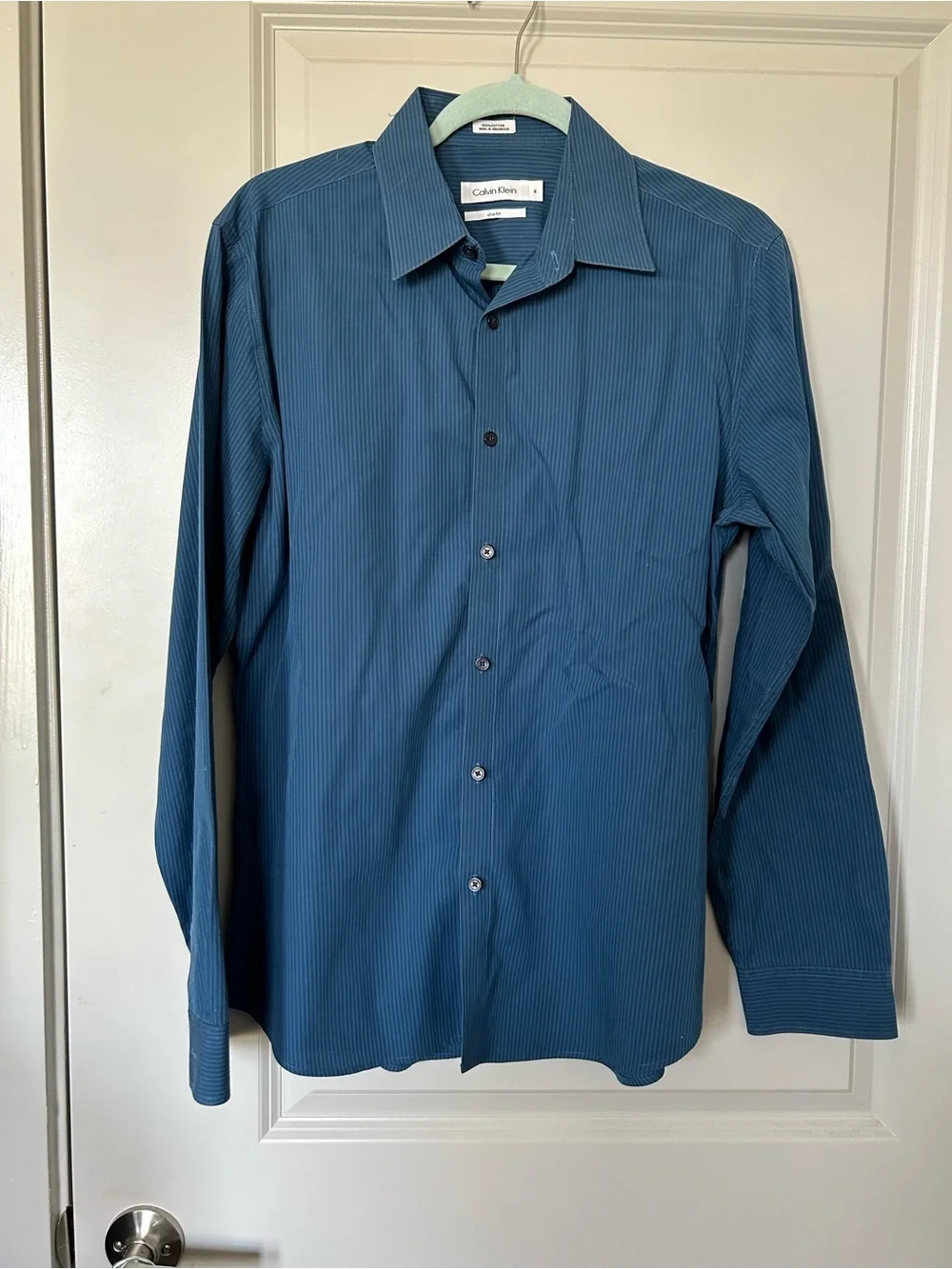 Calvin Klein Blue Pinstripe Men's Dress Shirt